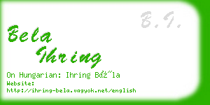 bela ihring business card